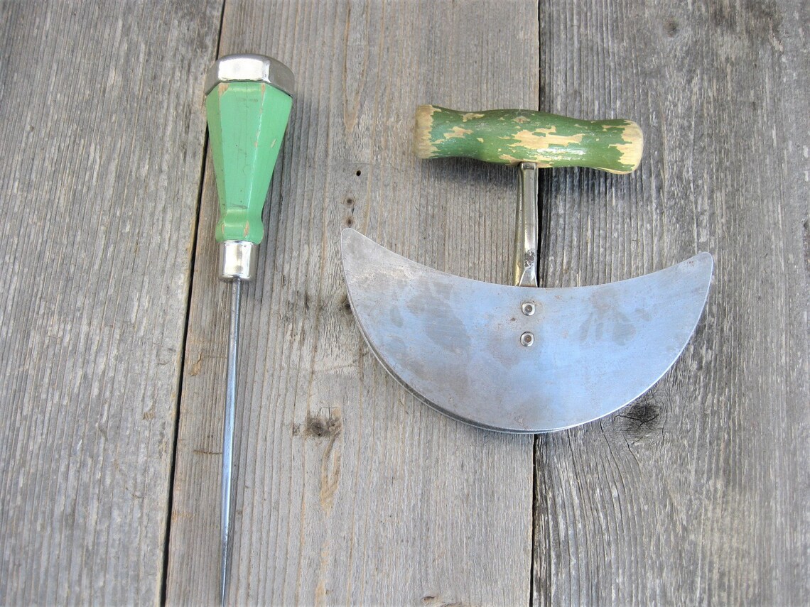 Mango de madera verde helicóptero de comida de doble hoja y | Etsy