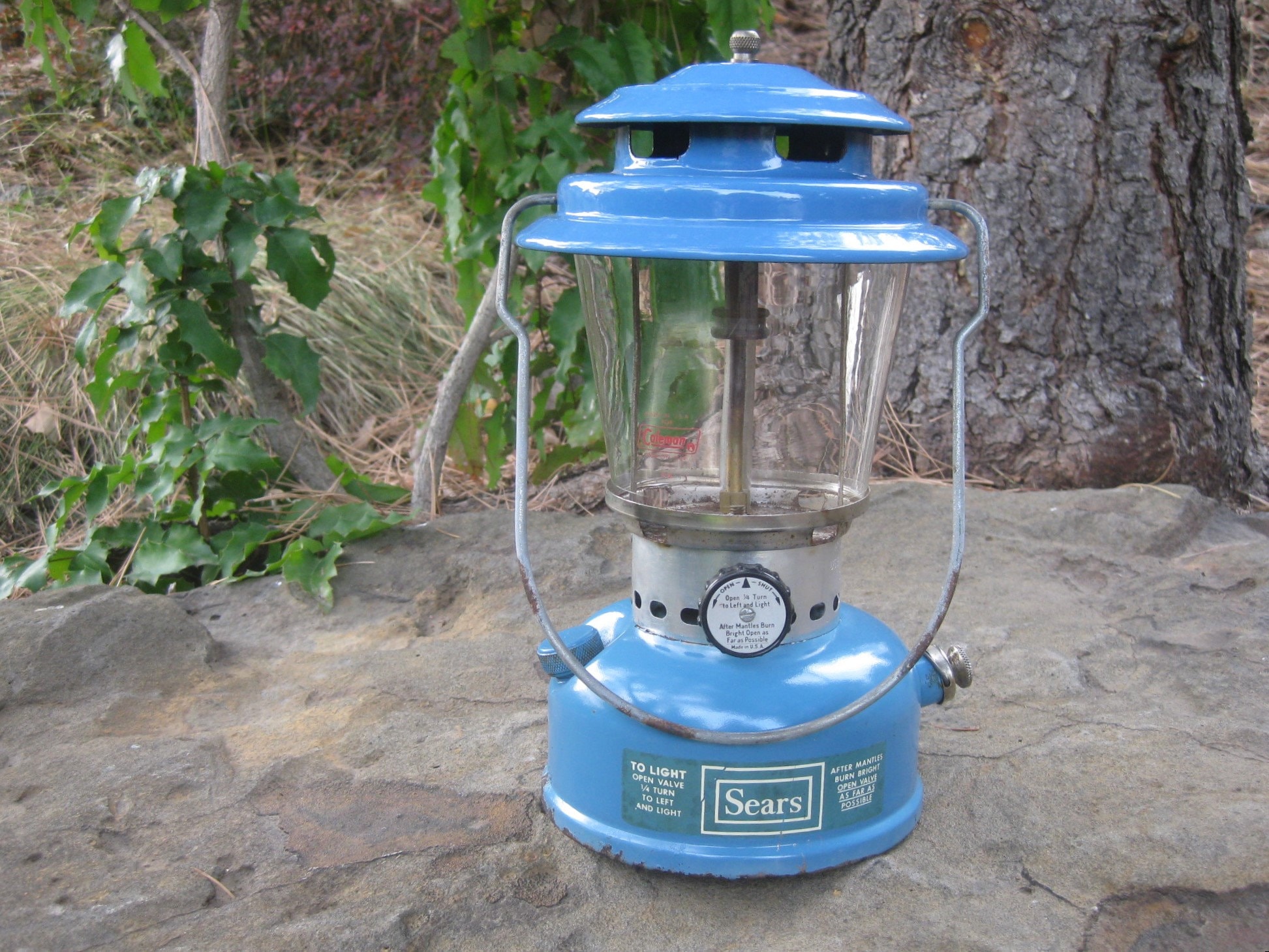 1971 SEARS ROEBUCK 72215 Blue Single Mantle Lantern W/ Tapered