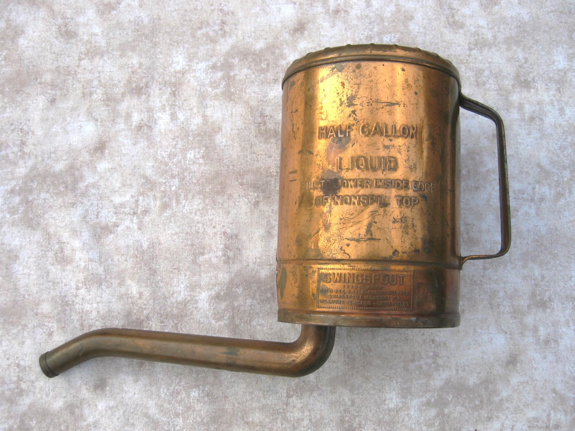 Vintage Half Gallon Copper Finish Swingspout Oil Can Oil & Gas
