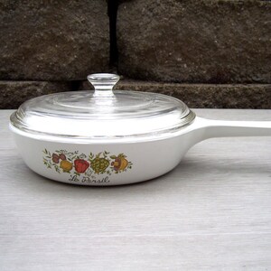 CORNING WARE &quot;La Persil&quot; P-83-B Spice of Life 6 3/4&quot; Menuette Skillet w/ Glass Lid  c. 1972-1979