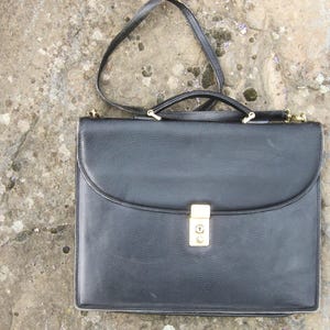 Vintage MARK CROSS Black Italian Leather Attaché Briefcase Shoulder Bag  Made in Italy