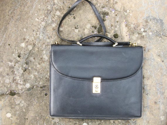 Vintage MARK CROSS Black Italian Leather Attache Briefcase Shoulder Bag Made in Italy Etsy