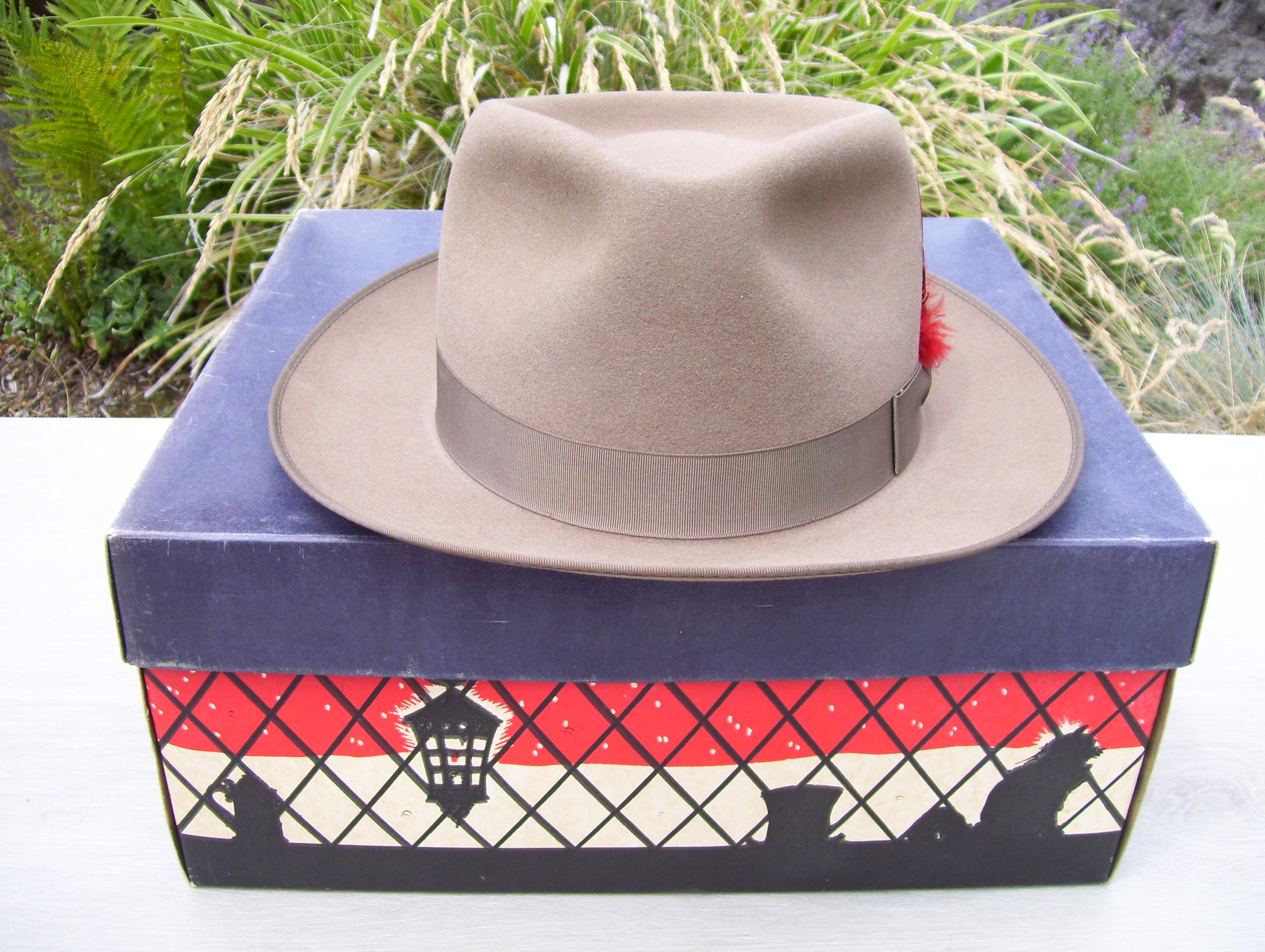 Vintage PORTIS Fedora Fur Felt Rabbit Felt Hat Sz 7 3/8 in