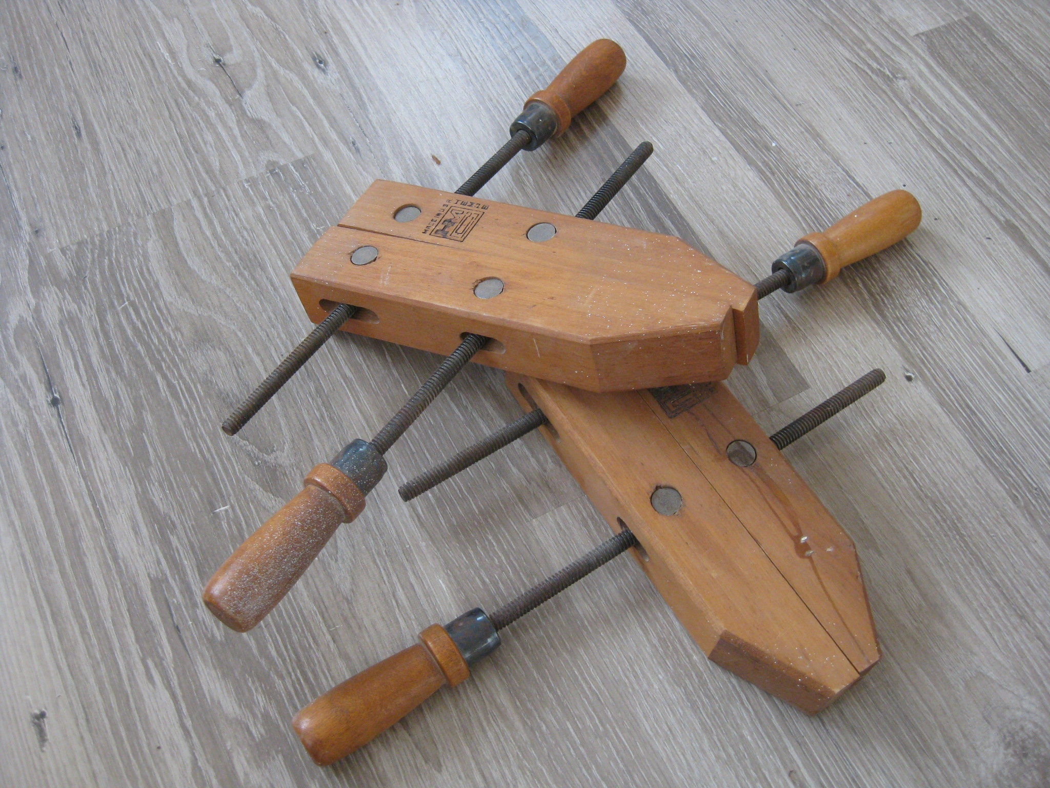 Pair of 10 HEMPE HMC Adjustable Hand Screw Wood Clamps USA