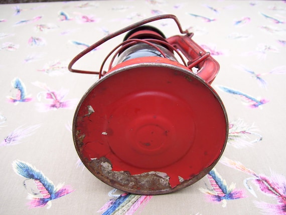 Vintage Red Feuerhand Sturmfest Super Baby Lantern 175 W/ Glass