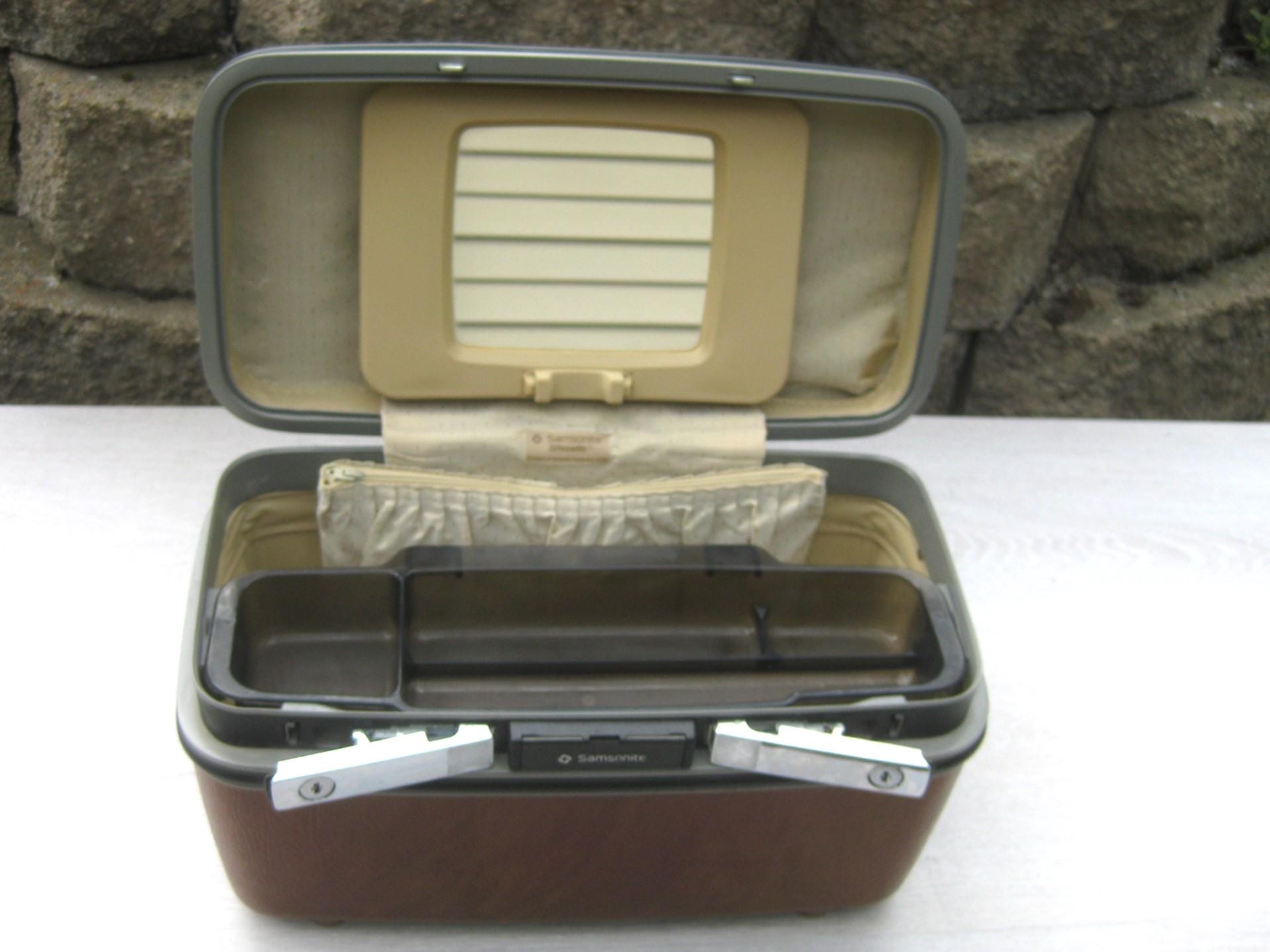 Mid Century Samsonite Silhouette Brown Train Case Makeup Case