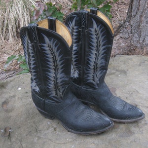 Tony Lama Black Leather Cowboy Boots - Women display picture 1