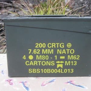 Vintage S.C.F. Military Green NATO Ammo Can Heavy Duty Metal Storage Box