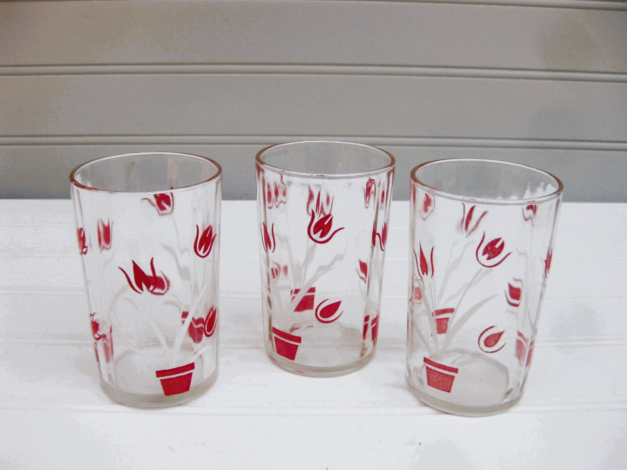 libby, Kitchen, Vintage Libby Red Cherry Juice Glasses Set Of Two