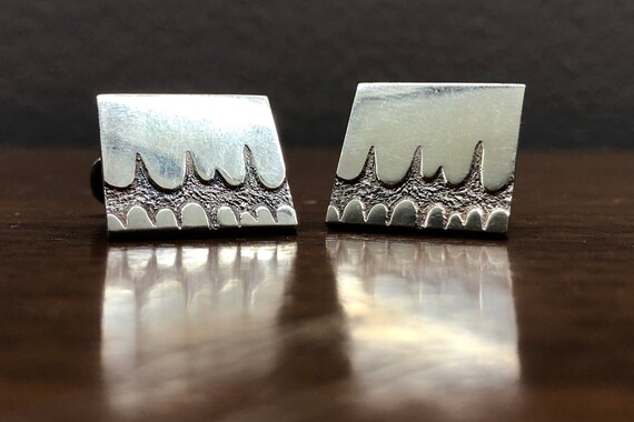 Finland cuff links, 830 silver with gold wash, mi… - image 1