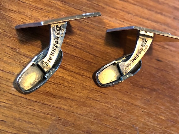 Finland cuff links, 830 silver with gold wash, mi… - image 6