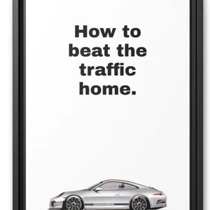 Porsche Ad Art terug! GT3 Beat Traffic mat canvas, zwarte lijst