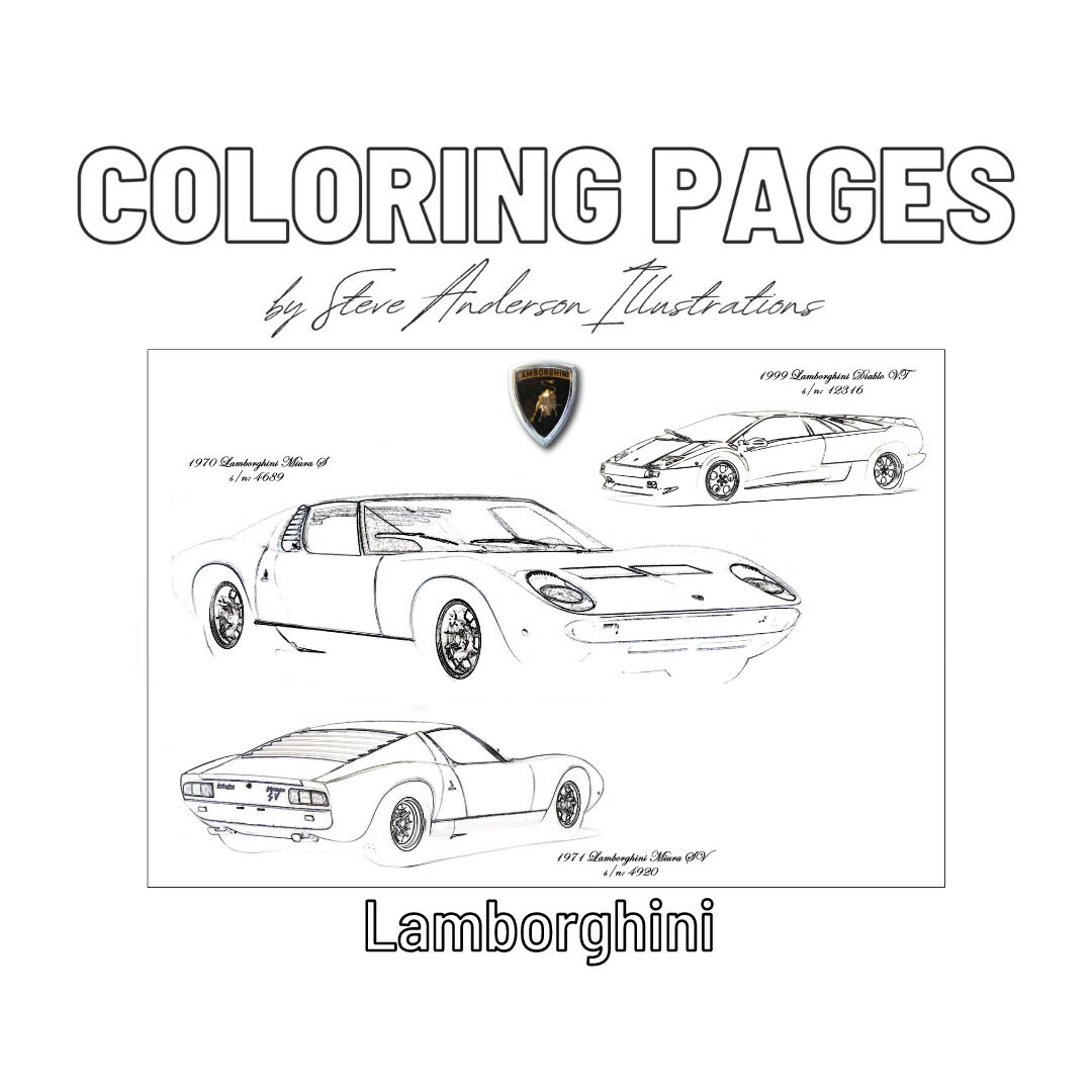 Coloriage Voiture De Course Lamborghini Lamborghini Trio Coloriage - Etsy Canada