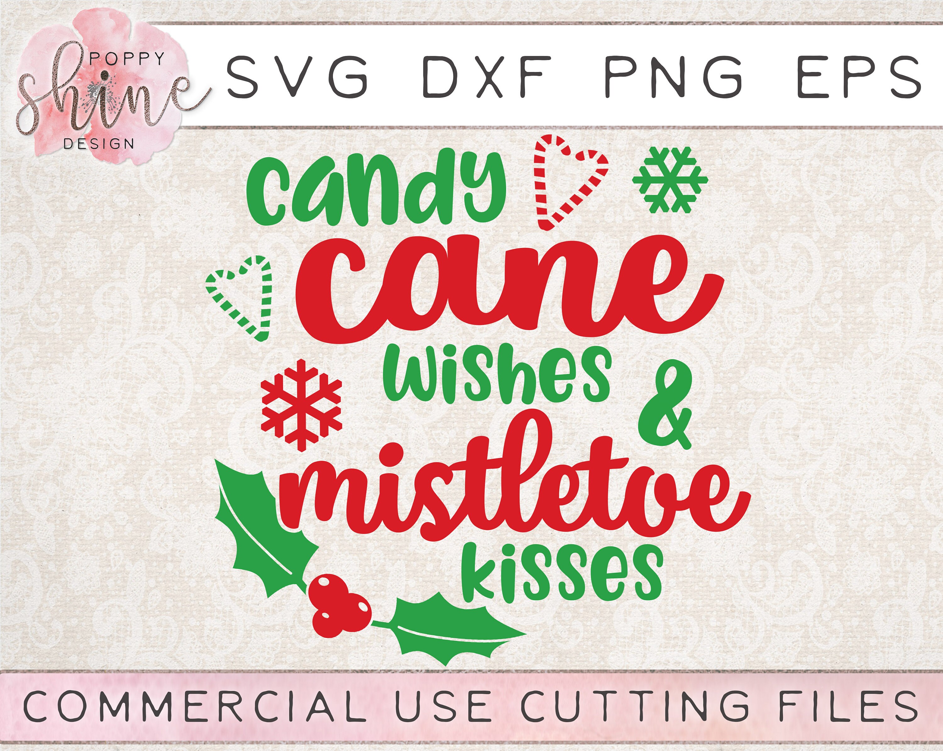 Scrapbooking Mistletoe Svg silhouette cricut cut files Candy Cane Svg ...
