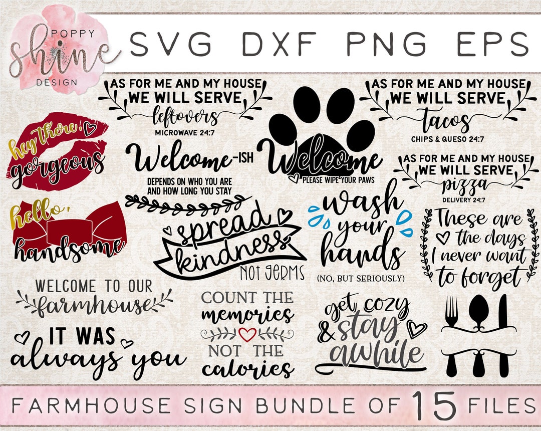 Farmhouse Sign Bundle of 15 Svg Dxf Png Eps Cutting File for Cricut ...