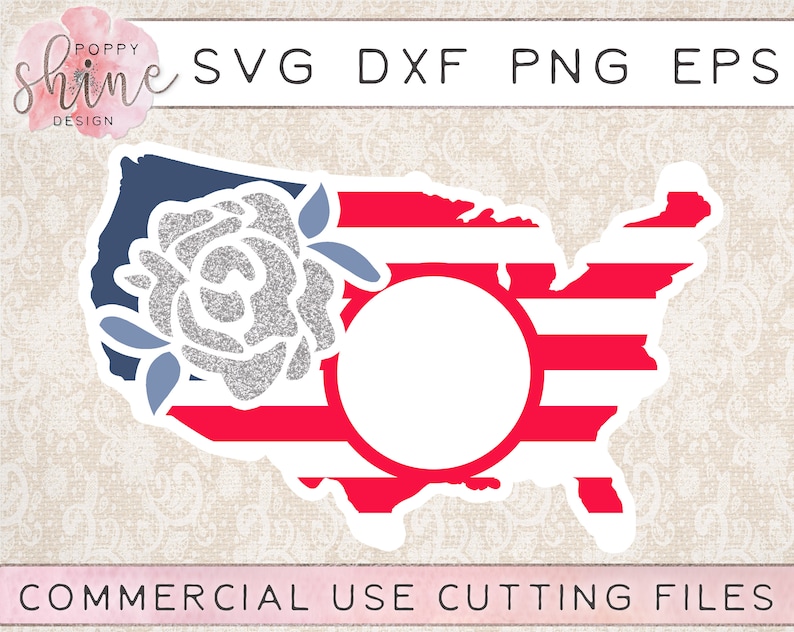 United States Rose Monogram Frame svg dxf png eps Cutting ...