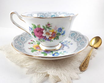 Vintage Royal Albert Tea Cup and Saucer Set, Fragrance Pattern, Avon Shape, Teacup Collector Gift, New Apartment Gift