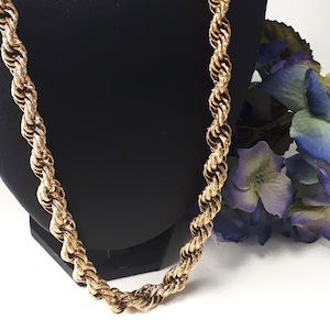 Accessocraft NYC サイン入りネックレス、ロープチェーン、オーバーサイズチェーン、1980年代ヴィンテージ、彼女へのジュエリーギフト、ステートメントネックレス