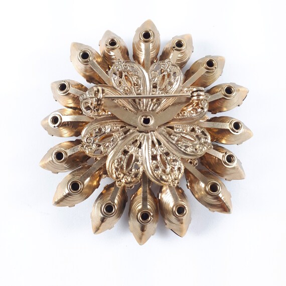 Vintage Floral Rhinestone Brooch, Topaz Pin, Black Diamond, Birthday Gift for Her, Jewel Lapel Pin, Sunflower Pin View 6