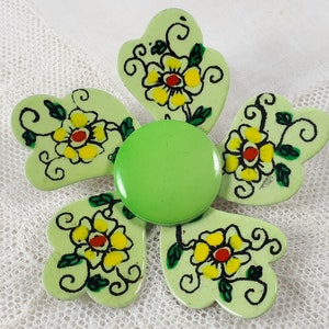 Vintage 60s Enamel Flower Brooch, Flower Power, West Germany, Vintage Lapel Pin, Jewelry Gift For Her, Enamel Flower Pin, Mid Century Mod