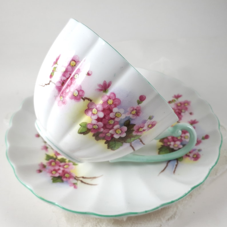 Shelley Pink Apple Blossom Teacup & Saucer New Apartment Etsy