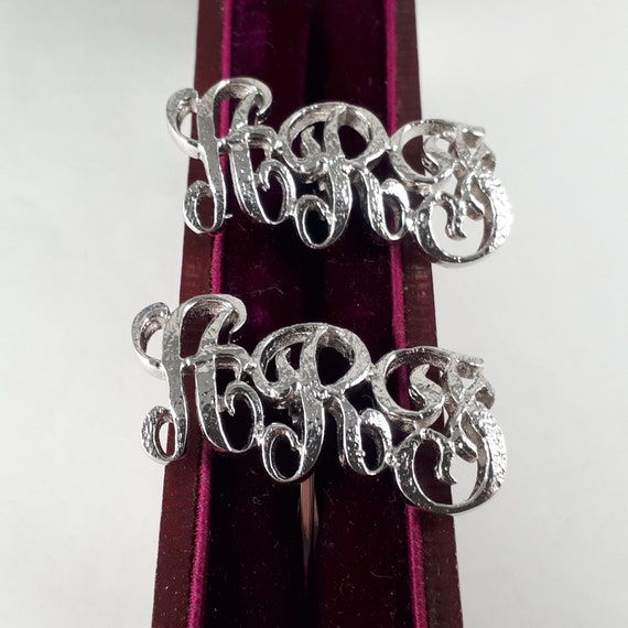 Vintage Sterling Silver Cufflinks, Monogrammed Je… - image 1