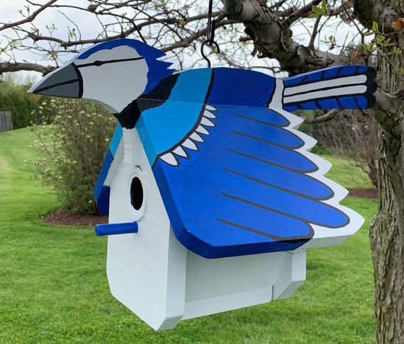Blue Jay Birdhouse Etsy Blue Jay Birdhouse Etsy