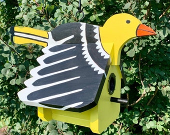 Finch Birdhouse, Painted Wood Nesting Box