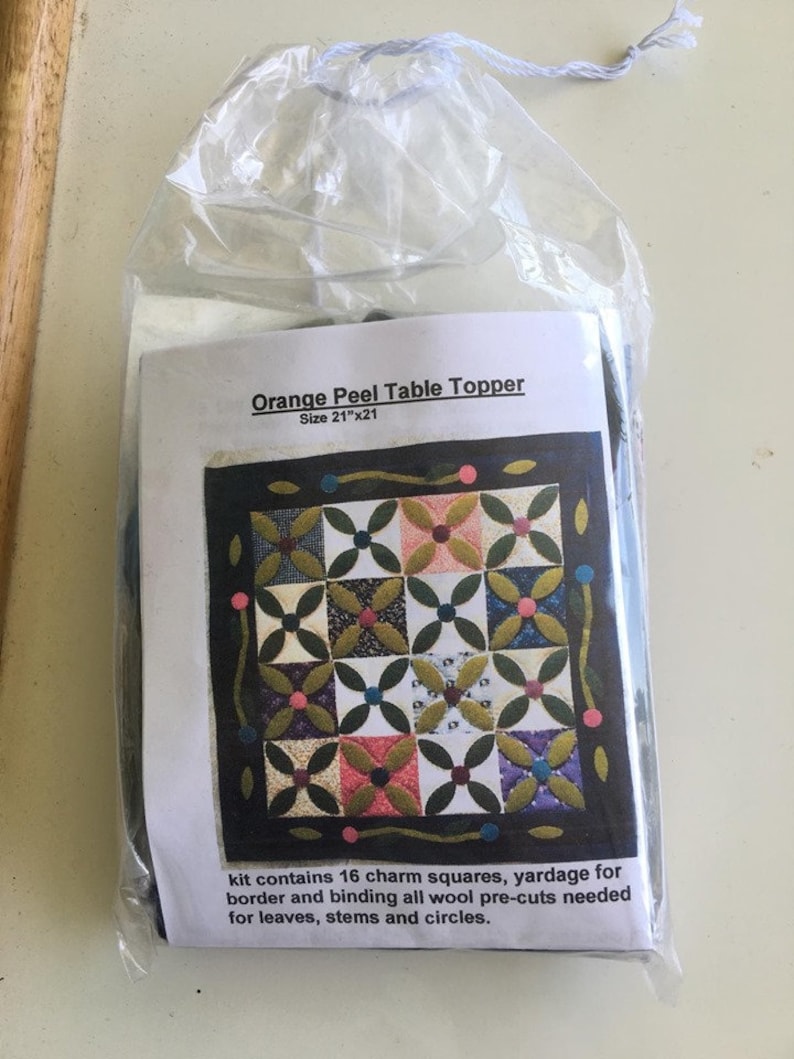 Wool Applique KIT Quilted Table Topper Orange Peel Country Etsy