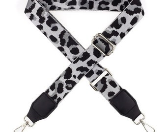 Bag strap/carry strap for bags animal prints silver/black or beige/black/brown