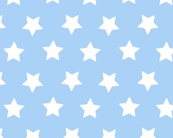 Baumwoll Druck Sterne hellblau weiß ab 0,5 m