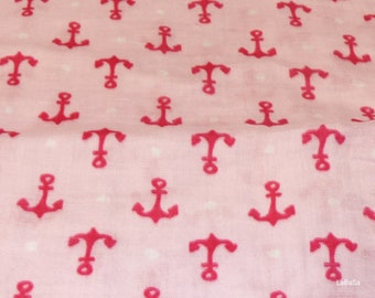 Dubbel Gaas/Mousseline stof "Anchor pink"