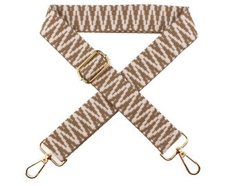 Bag strap/carry strap for bags zigzag black/white or beige/white