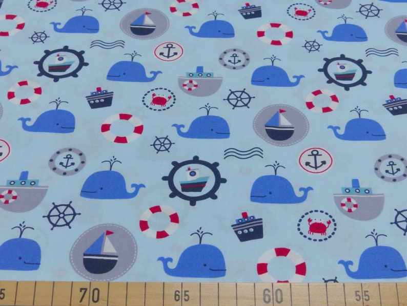 Cotton fabric Maritim whale lifebuoy from 0.5 m image 2