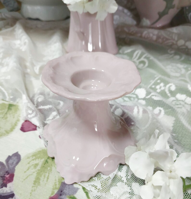 Vintage Pink Candlestick Lenka Rosa H&C Porzellan Chodov Pink Etsy