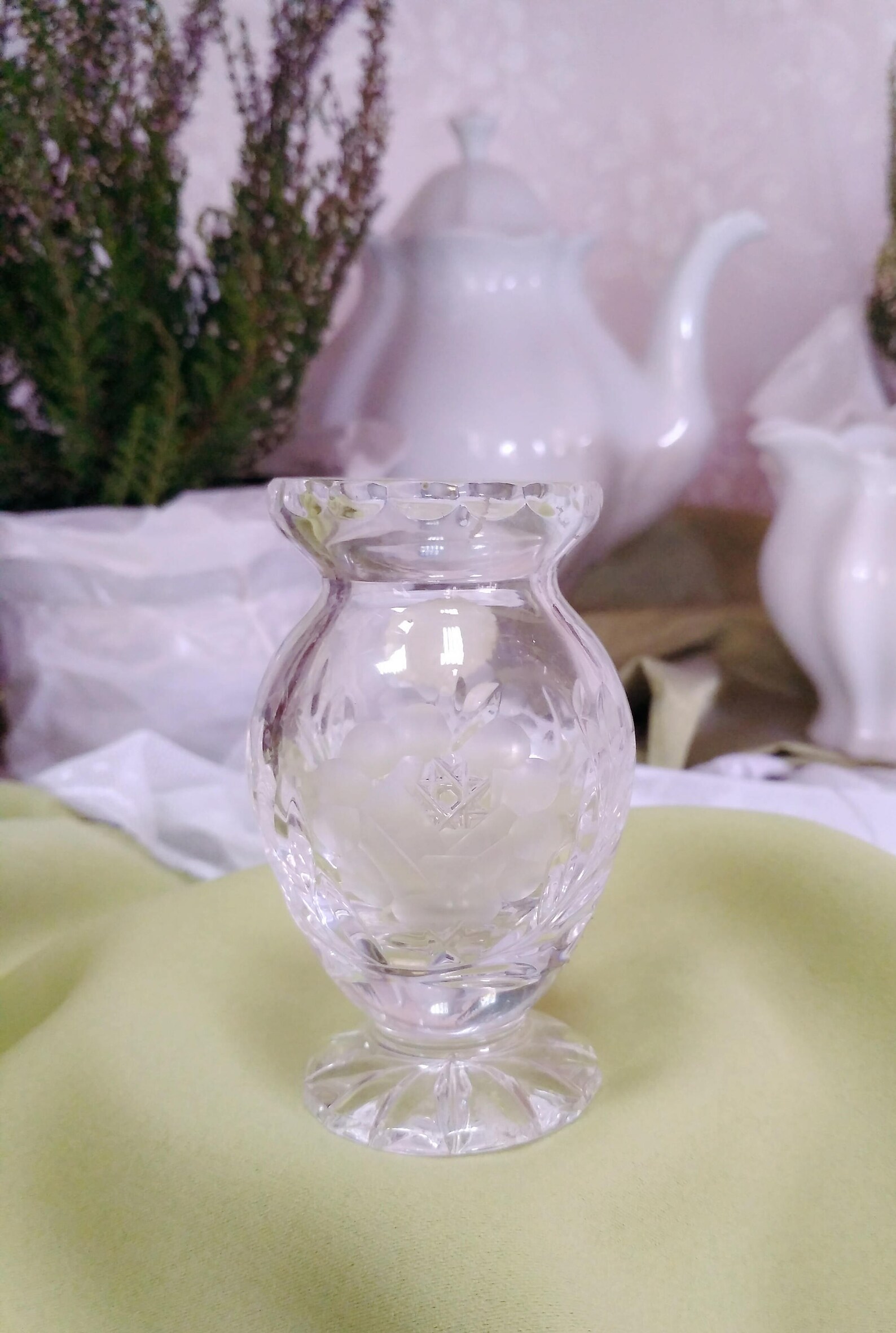 Vintage Collectible Miniature Crystal Bohemia Vase Cheh Etsy