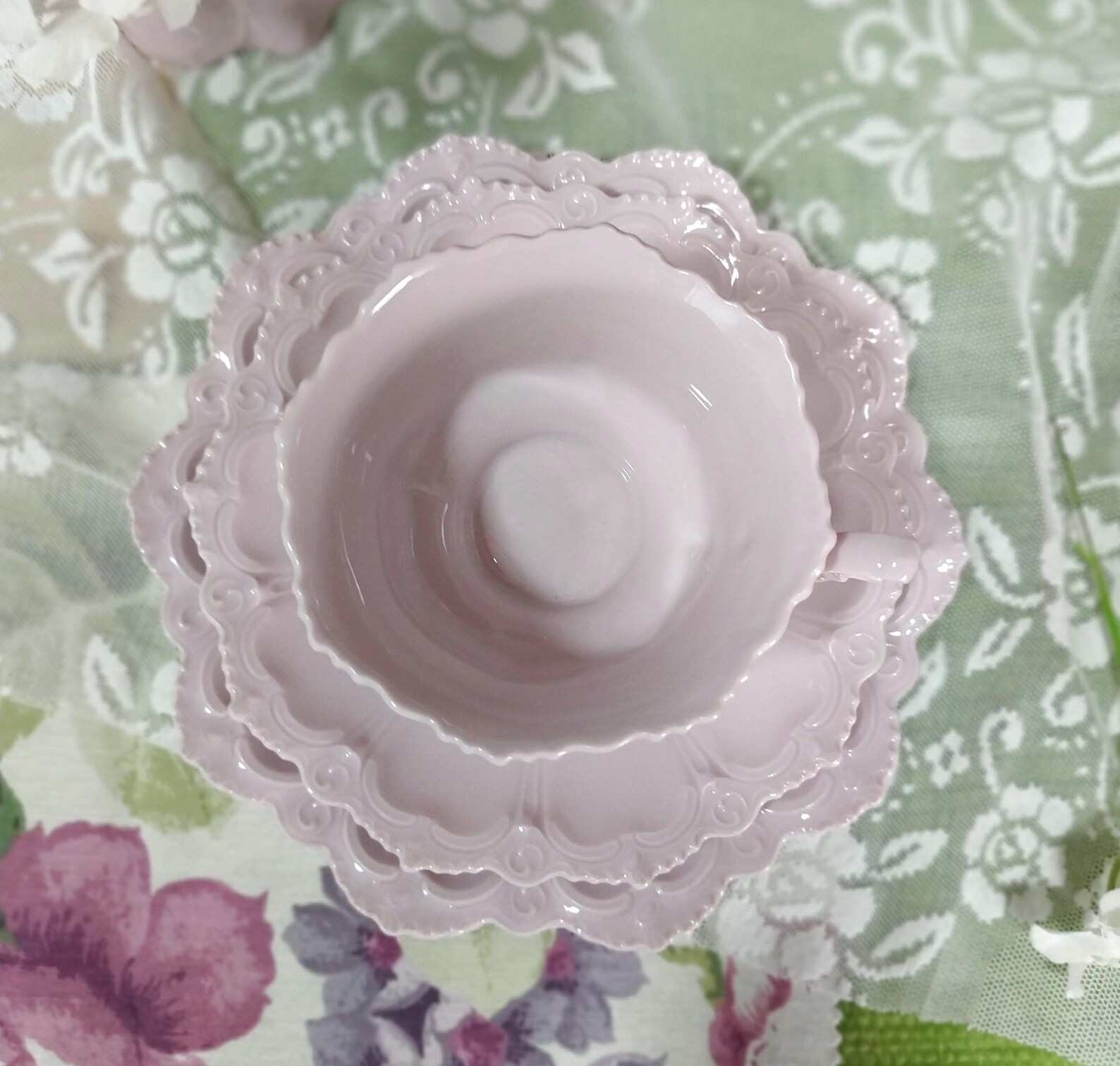 Teatime Set Vintage rosa Teetasse mit Soucer und Dessert Etsy