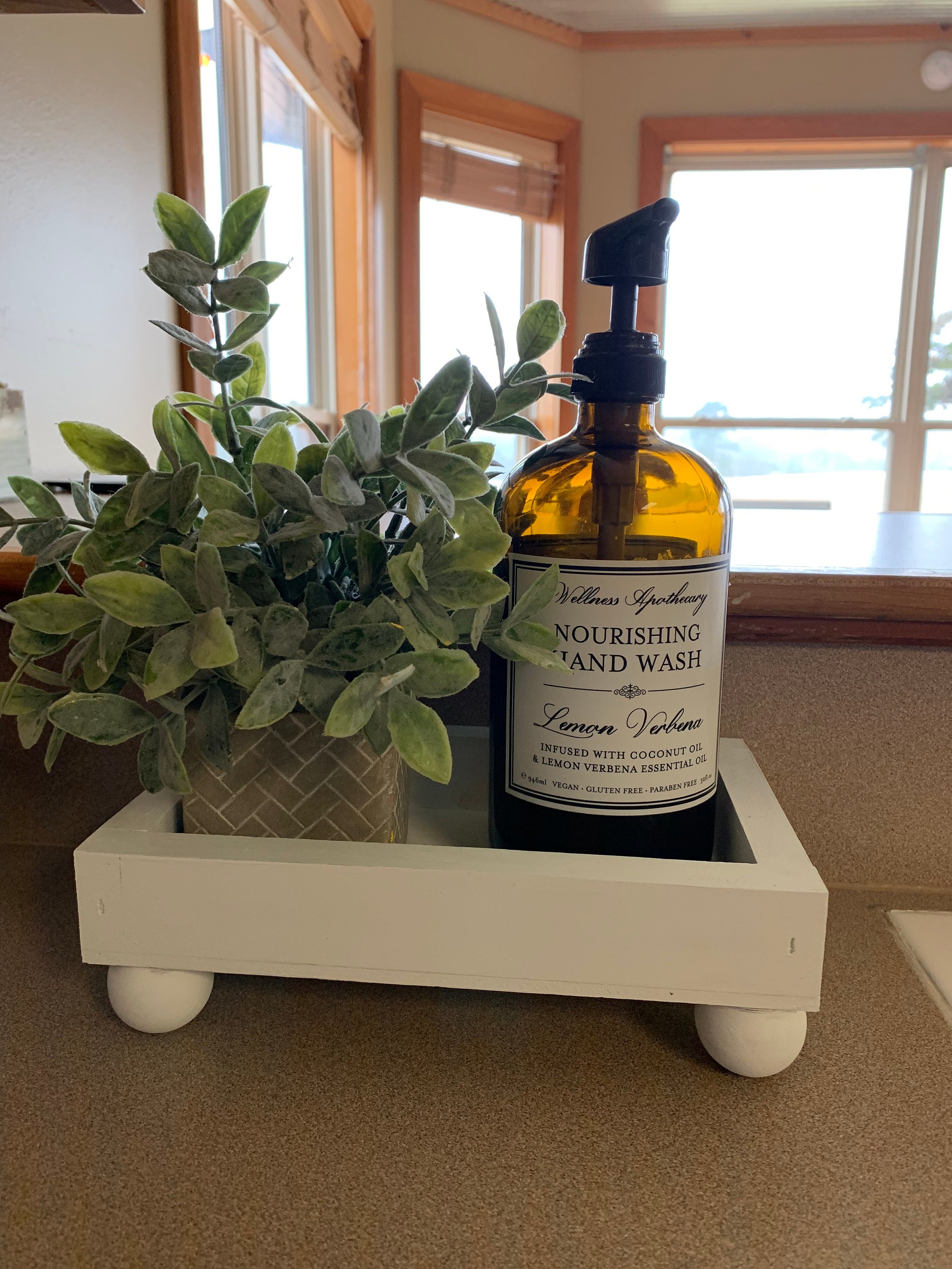 Farmhouse sink caddy Sink tray Soap and lotion tray Wood Etsy