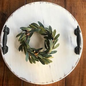 Farmhouse round tray and lazy Susan. Kitchen tray. Farmhouse, vintage style. Mother’s Day, Birthday, Gifts