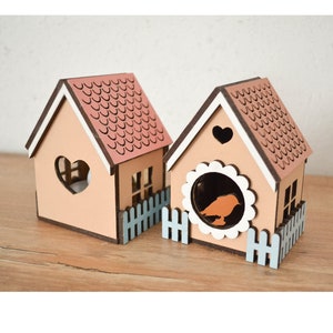 Vogelhaus Nachtlicht - SVG und PDF Datei - Sofortiger Download - Digital Datei - Kerzenhalter - Kinderzimmer Dekor - Miniaturen - Laser Cut