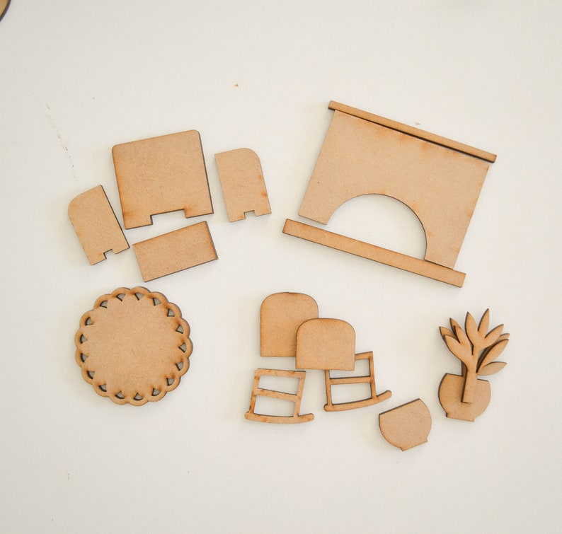 Miniature Furniture for Dollhouse Laser Cut Files Sizable Files Set of 26 Items Kitchen Bathroom Bedroom Gift image 8