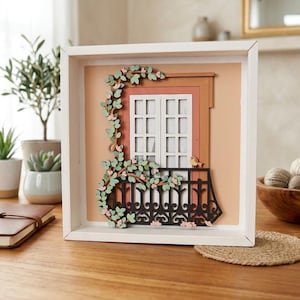 Cute Balcony Layout For Laser Cutting - SVG PDF File - Instant Download - Digital Files For DYI - Cute Nursery Decor - Window Bird Gift