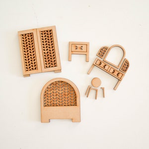 Miniature Furniture for Dollhouse Laser Cut Files Sizable Files Set of 26 Items Kitchen Bathroom Bedroom Gift image 10