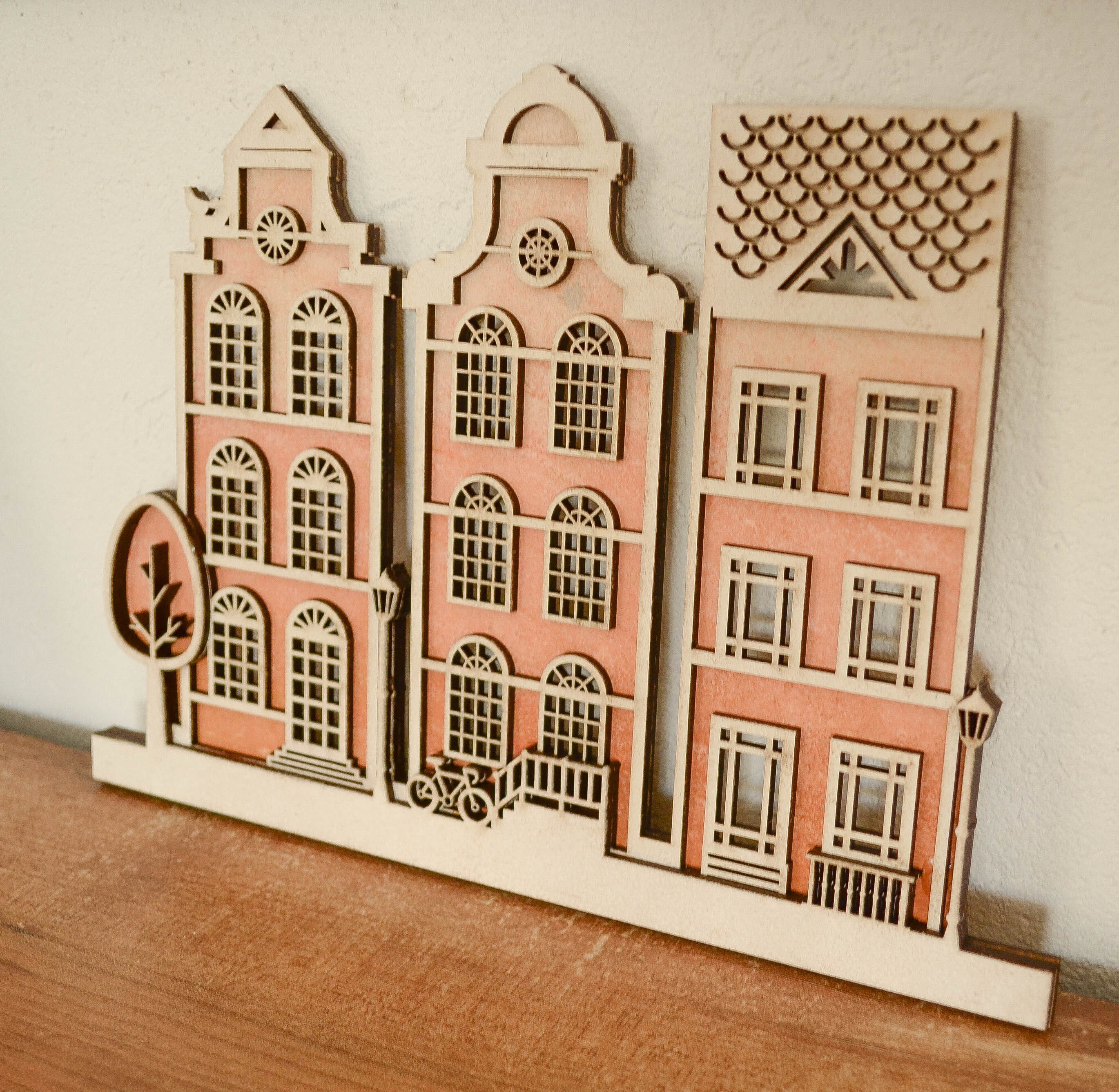 Village Whimsical Houses - Two Sets of Houses Outline - Home Decor Amsterdam Houses - SVG and PDF Files for Laser Cutting - Nursery Decor