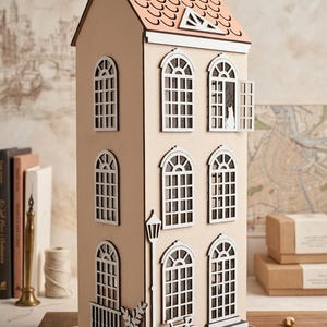 Big Doll House SVG/PDF File - 19.5 inches/50 cms High - Instant Download - 3D House Laser Cut File - Decorated Roof - Girl Present Birthday