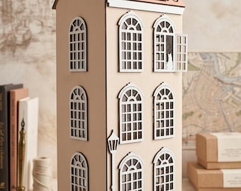 Big Doll House SVG/PDF File - 19.5 inches/50 cms High - Instant Download - 3D House Laser Cut File - Decorated Roof - Girl Present Birthday