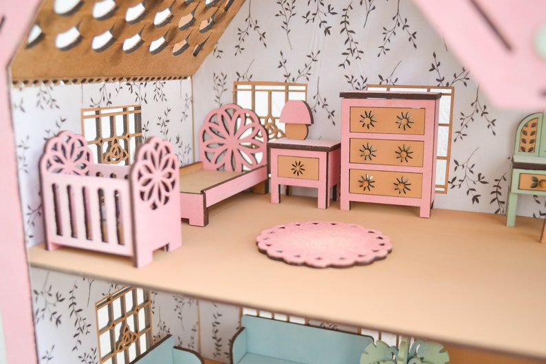 Doll House Miniature Furniture File Bundle Échelle 1:24 Téléchargement instantané pour fichiers SVG Miniatures Decor Projets de bricolage Cadeaux pour filles image 9