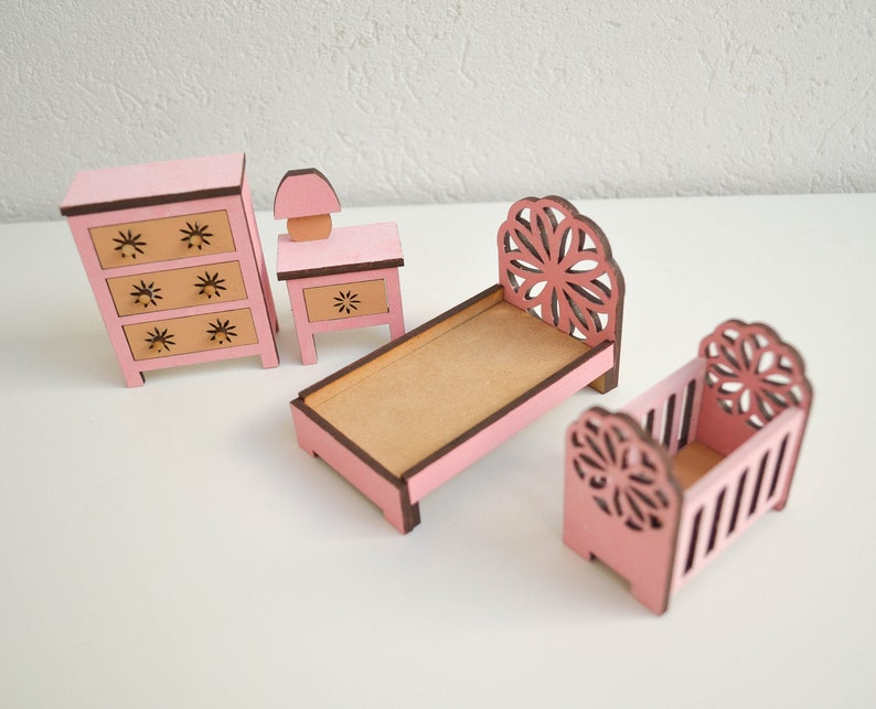 Miniature Furniture for Dollhouse Laser Cut Files Sizable Files Set of 26 Items Kitchen Bathroom Bedroom Gift image 6