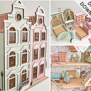 Doll House Miniature Furniture File Bundle Échelle 1:24 Téléchargement instantané pour fichiers SVG Miniatures Decor Projets de bricolage Cadeaux pour filles image 1