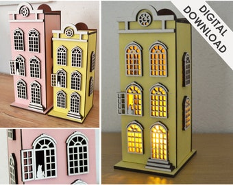 Laser Cut Nightlite. Lighthouse SVG File. Dollhouse PDF File. Instant Download - Scale 19 cms/7.4 inch - Nursery Decor- Amsterdam Girl Girft
